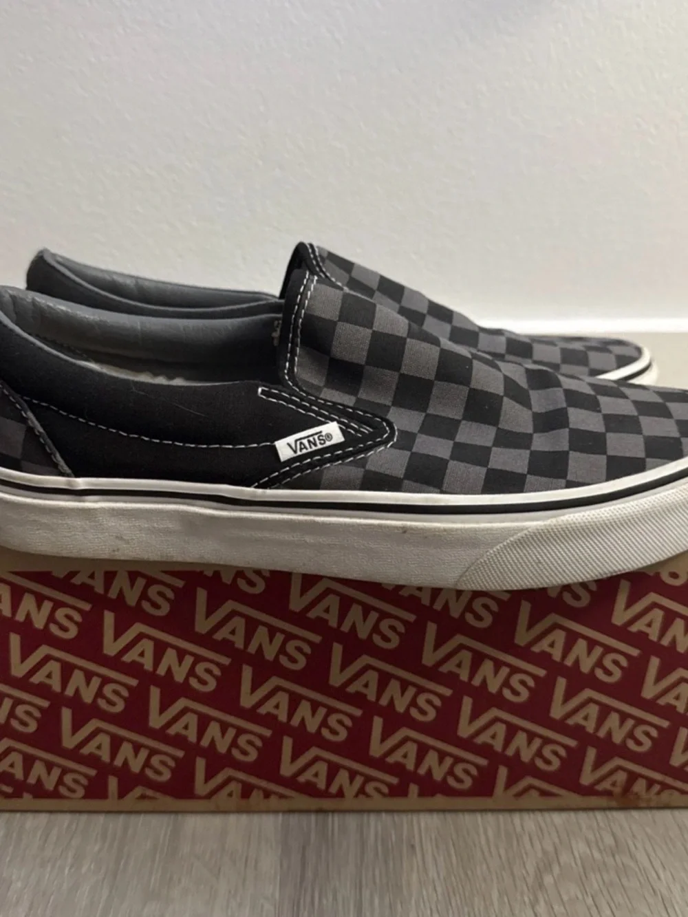 VANS Classic Slip-On Multicolored Grey Pewter Black Checkerboard men 8 women 9.5 - Picture 2 of 5